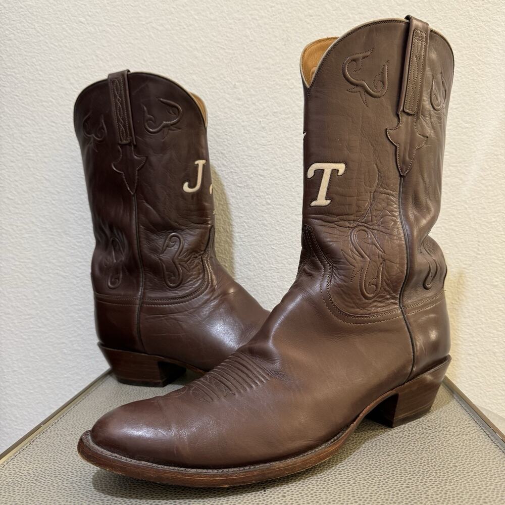 Lucchese Classics Custom “JT” Brown Leather Handmade Cowboy Boots 15 D L0209 USA